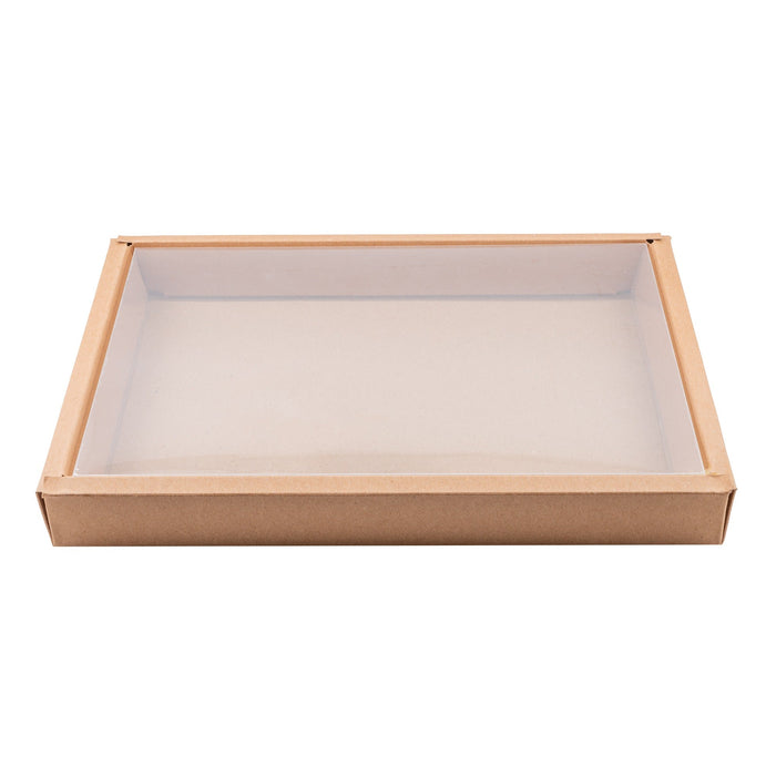 Combo scatola per sushi in kraft con coperchio in PET - 31 cm x 21,5 cm x 3,5 cm - 50 unità