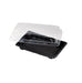 Vaschetta sushi in plastica PS nera con coperchio in PET trasparente "Suky" - 17 cm x 12 cm x 4 cm - 200 unità