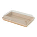 Vaschetta per sushi in cartone kraft marrone con coperchio in PET trasparente - 22,5 cm x 13,8 cm x 2,5 cm - 300 unità