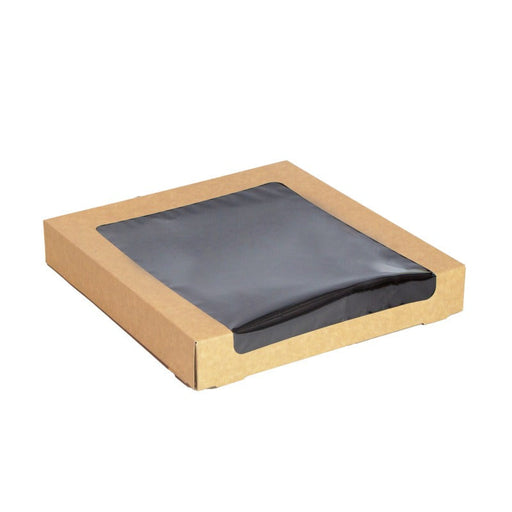 Scatola per sushi con finestra antiappannante per 40-60 pezzi - 25 cm x 25 cm x 4 cm - 200 unità
