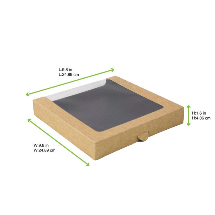 Scatola per sushi con finestra antiappannante per 40-60 pezzi - 25 cm x 25 cm x 4 cm - 200 unità - dimensions