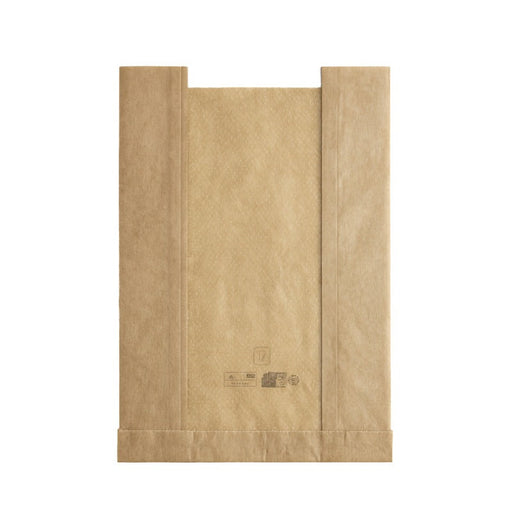 Sacchetto in carta kraft marrone con finestra microforata - 18 cm x 4 cm x 22 cm - 1000 unità