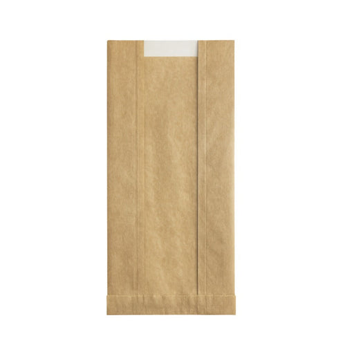 Sacchetto in carta kraft marrone con finestra microforata - 14 cm x 7 cm x 44 cm - 1000 unità