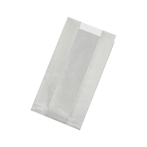 Sacchetto in carta kraft bianca antigrasso con finestra - 12 cm x 5 cm x 22 cm - 1000 unità