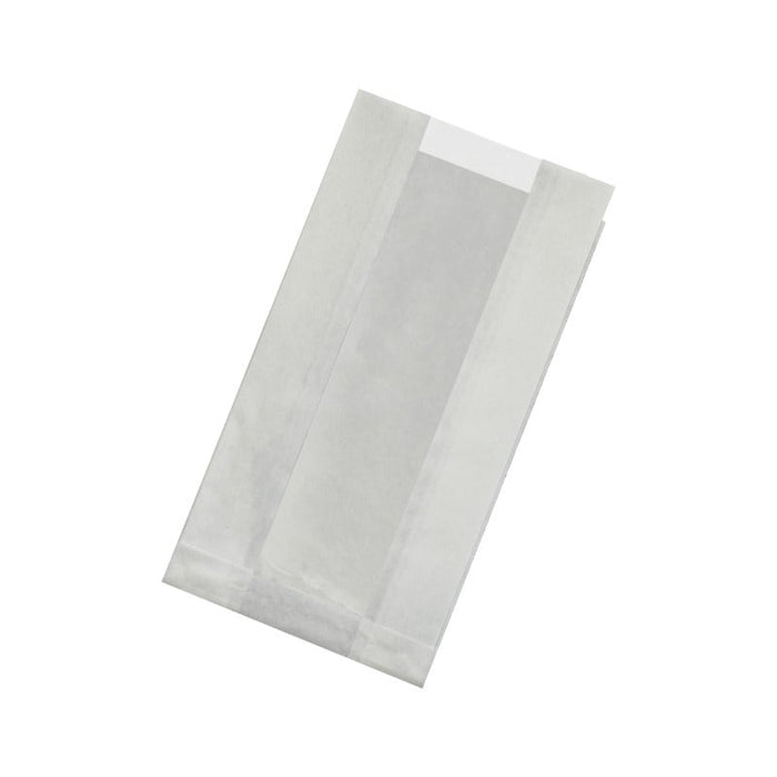 Sacchetto in carta kraft bianca antigrasso con finestra - 12 cm x 5 cm x 22 cm - 1000 unità