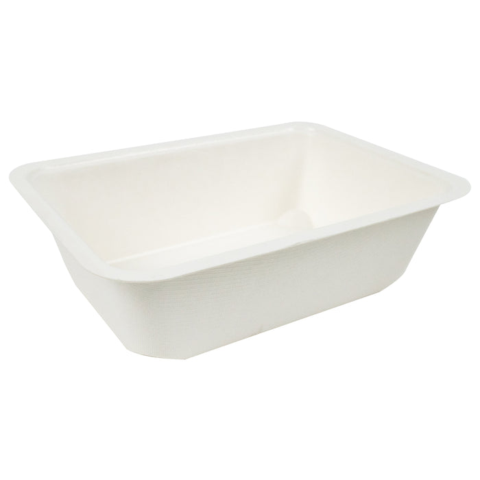 Vaschetta termosigillabile bianca in polpa di cellulosa laminata PLA - 950 ml - 19 cm x 13,7 cm x 5,5 cm - 400 unità