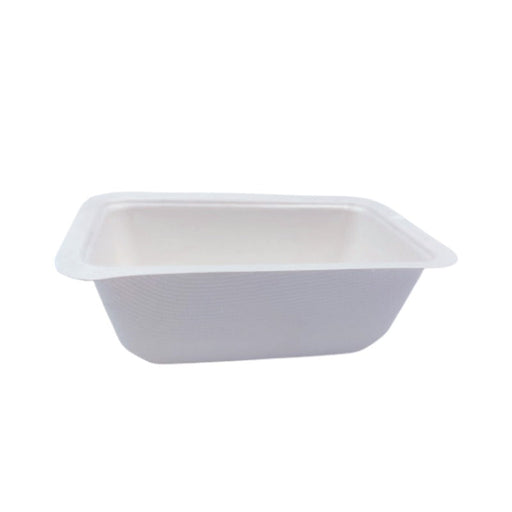 Vaschetta termosigillabile bianca in polpa di cellulosa laminata PLA - 375 ml - 13,7 cm x 9,5 cm x 4,5 cm - 600 unità - Rif. 210TMFP37