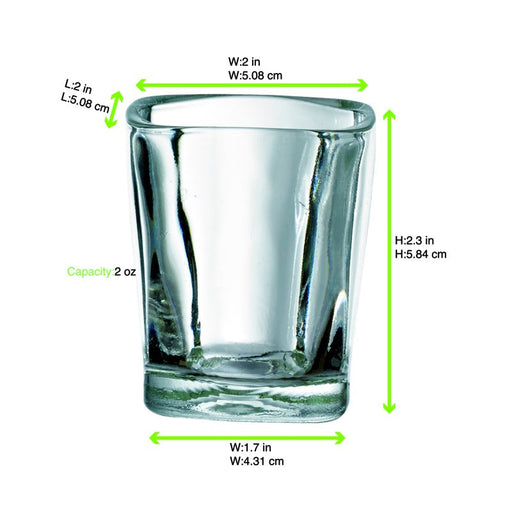 Bicchierino da shot quadrato "Quadra" - 50 ml - Ø 5 cm - H 6 cm - 48 unità - dimensions
