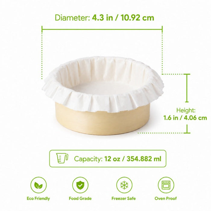 Anello di cottura "Bake-a-ring" con carta da forno integrata - 390 ml - Ø 11 cm - H 4 cm - 60 unità - dimensions