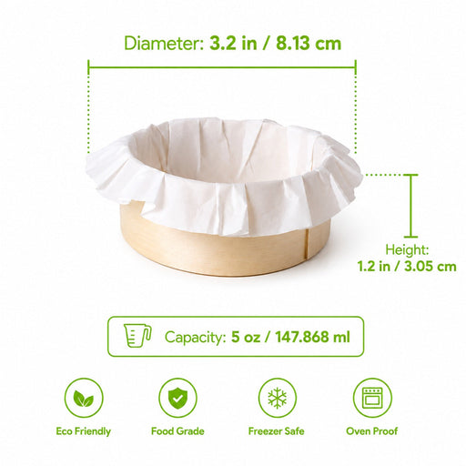 Anello di cottura "Bake-a-ring" con carta da forno integrata - 150 ml - Ø 8,2 cm - H 3 cm - 100 unità - dimensions