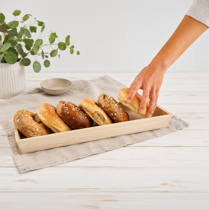 Vassoio pasto rettangolare in legno "Noa" - 39 cm x 15 cm x 4 cm - 10 unità