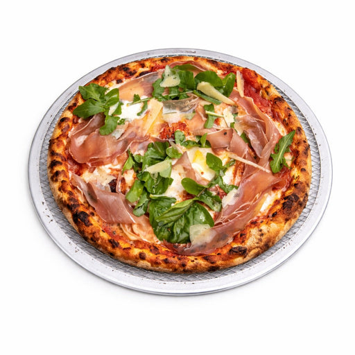 Retina rotonda per pizza in alluminio forata - Ø 22,8 cm - H 0,4 cm - 12 unità