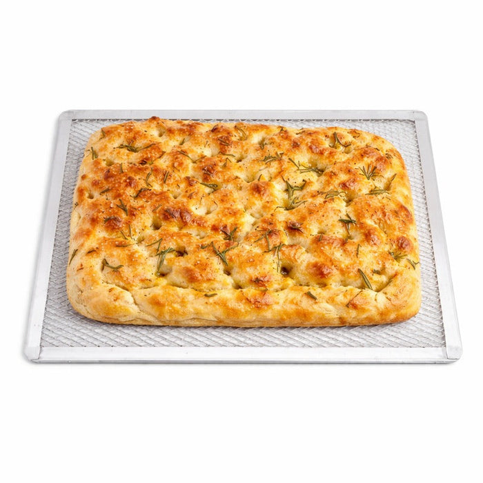 Teglia forata rettangolare per pizza in alluminio - 40 cm x 28 cm x 1 cm - 12 unità