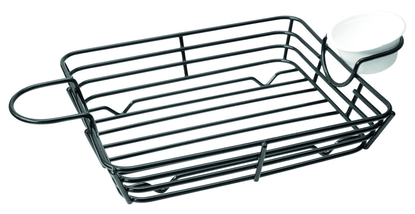 Cestino rettangolare in metallo nero con portacoppetta - 31 cm x 18 cm x 6 cm - 6 unità