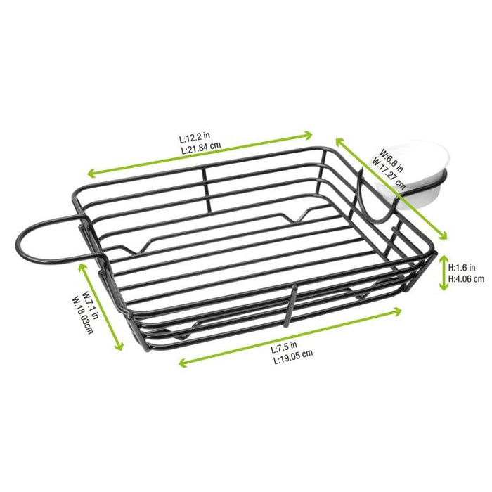 Cestino rettangolare in metallo nero con portacoppetta - 31 cm x 18 cm x 6 cm - 6 unità - dimensions
