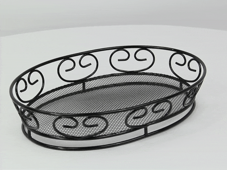 Cestino ovale in metallo nero - 23 cm x 16,5 cm x 5 cm - 6 unità