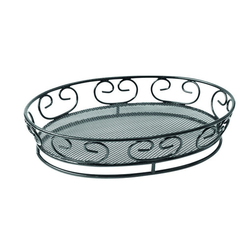 Cestino ovale in metallo nero - 23 cm x 16,5 cm x 5 cm - 6 unità