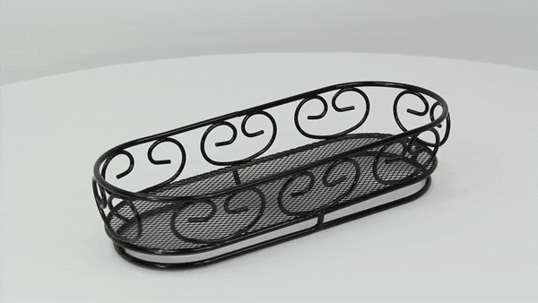 Cestino ovale in metallo nero - 23 cm x 9,5 cm x 5 cm - 6 unità