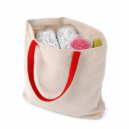 Tote bag con manici rossi - 35 cm x 42 cm - 100 unità