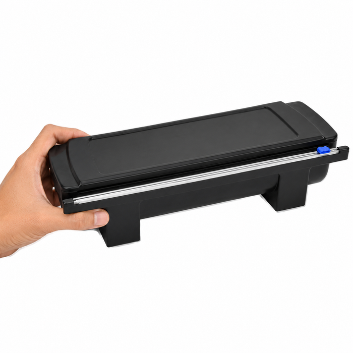 Dispenser con taglierina nero per pellicola e alluminio 29-33 cm - 52,4 cm x 19,8 cm x 15,5 cm - 1 unità