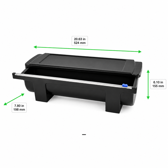 Dispenser con taglierina nero per pellicola e alluminio 29-33 cm - 52,4 cm x 19,8 cm x 15,5 cm - 1 unità