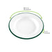 Piatto rotondo in acciaio smaltato bianco con bordo verde "Enamel" - Ø 18 cm - 12 unità - dimensions