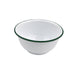Ciotola fonda a bordi dritti in acciaio smaltato bianco con bordo verde "Enamel" - 1000 ml - Ø 16 cm - H 8 cm - 12 unità