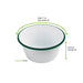 Ciotola fonda a bordi dritti in acciaio smaltato bianco con bordo verde "Enamel" - 1500 ml - Ø 18 cm - H 9 cm - 12 unità - dimensions