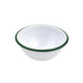 Ciotola fonda a bordi dritti in acciaio smaltato bianco con bordo verde "Enamel" - 550 ml - Ø 15,8 cm - H 6,5 cm - 12 unità