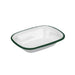 Vaschetta rettangolare in acciaio smaltato bianco con bordo verde "Enamel" - 350 ml - 18,3 cm x 13,7 cm x 4 cm - 12 unità