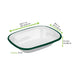 Vaschetta rettangolare in acciaio smaltato bianco con bordo verde "Enamel" - 350 ml - 18,3 cm x 13,7 cm x 4 cm - 12 unità - dimensions