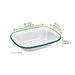 Vaschetta rettangolare in acciaio smaltato bianco con bordo verde "Enamel" - 1100 ml - 26,4 cm x 19,7 cm x 5,8 cm - 12 unità - dimensions