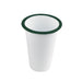 Bicchiere Enamel in acciaio smaltato bianco con bordo verde - 300 ml - Ø 9 cm - H 9 cm - 12 unità