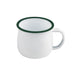 Tazza Enamel in acciaio smaltato bianco con bordo verde - 150 ml - Ø 6,7 cm - H 5,5 cm - 12 unità