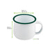 Tazza Enamel in acciaio smaltato bianco con bordo verde - 150 ml - Ø 6,7 cm - H 5,5 cm - 12 unità - dimensions