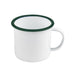 Tazza Enamel in acciaio smaltato bianco con bordo verde - 350 ml - Ø 10 cm - H 7,5 cm - 12 unità