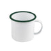 Tazza Enamel in acciaio smaltato bianco con bordo verde - 500 ml - Ø 12 cm - H 9 cm - 12 unità