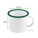 Tazza Enamel in acciaio smaltato bianco con bordo verde - 500 ml - Ø 12 cm - H 9 cm - 12 unità - dimensions