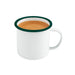 Tazza Enamel in acciaio smaltato bianco con bordo verde - 750 ml - Ø 13 cm - H 10 cm - 12 unità