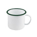 Tazza Enamel in acciaio smaltato bianco con bordo verde - 750 ml - Ø 13 cm - H 10 cm - 12 unità