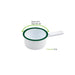 Mini casseruola Enamel in acciaio smaltato bianco con bordo verde - 100 ml - Ø 8 cm - H 3 cm - 12 unità - dimensions