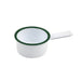 Mini casseruola Enamel in acciaio smaltato bianco con bordo verde - 200 ml - Ø 9 cm - H 4,7 cm - 12 unità