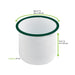 Delipot Enamel in acciaio smaltato bianco con bordo verde - 1200 ml - Ø 12 cm - H 12 cm - 12 unità - dimensions