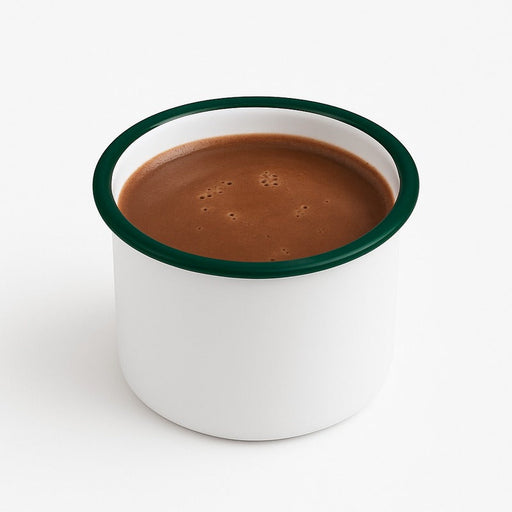 Delipot Enamel in acciaio smaltato bianco con bordo verde - 350 ml - Ø 8 cm - H 8 cm - 12 unità