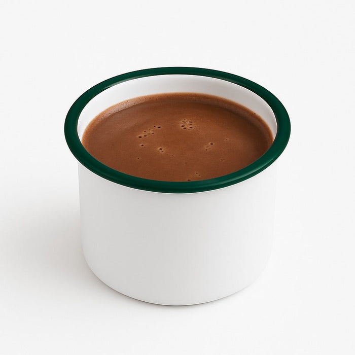 Delipot Enamel in acciaio smaltato bianco con bordo verde - 350 ml - Ø 8 cm - H 8 cm - 12 unità