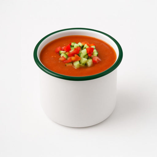 Delipot Enamel in acciaio smaltato bianco con bordo verde - 730 ml - Ø 10 cm - H 10 cm - 12 unità