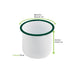 Delipot Enamel in acciaio smaltato bianco con bordo verde - 730 ml - Ø 10 cm - H 10 cm - 12 unità - dimensions