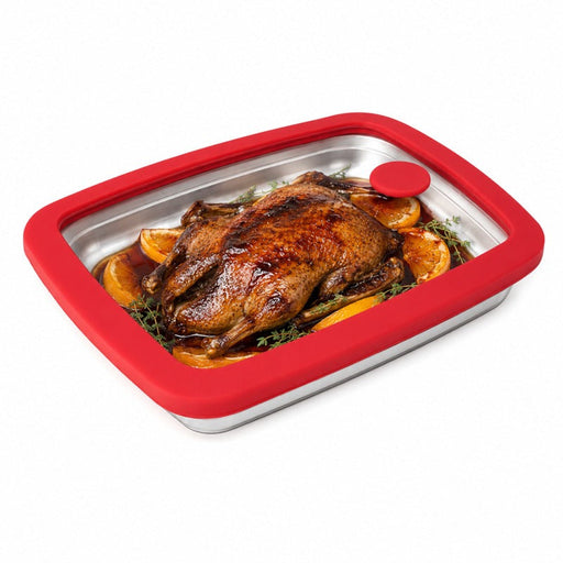 Coperchio GN 1/2 in vetro temperato e silicone con 2 tappi in silicone trasparente - 32,5 cm x 26,5 cm x 1,7 cm - Compatibile con 294GNOX1252 - 12 unità