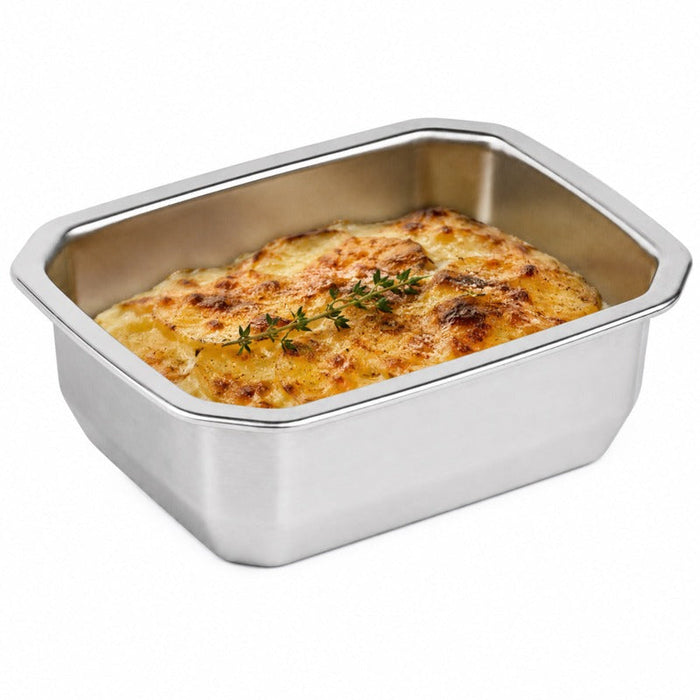 Vaschetta termosigillabile gastronorm 1/8 in acciaio inox - 16 cm x 13 cm x 4,5 cm - 48 unità