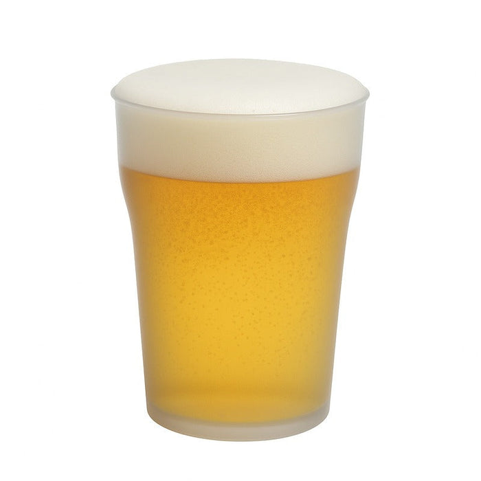 Bicchiere da birra Cupoly 1/2 pinta in plastica PP riutilizzabile - 380 ml - Ø 8,2 cm - H 10,3 cm - 12 unità